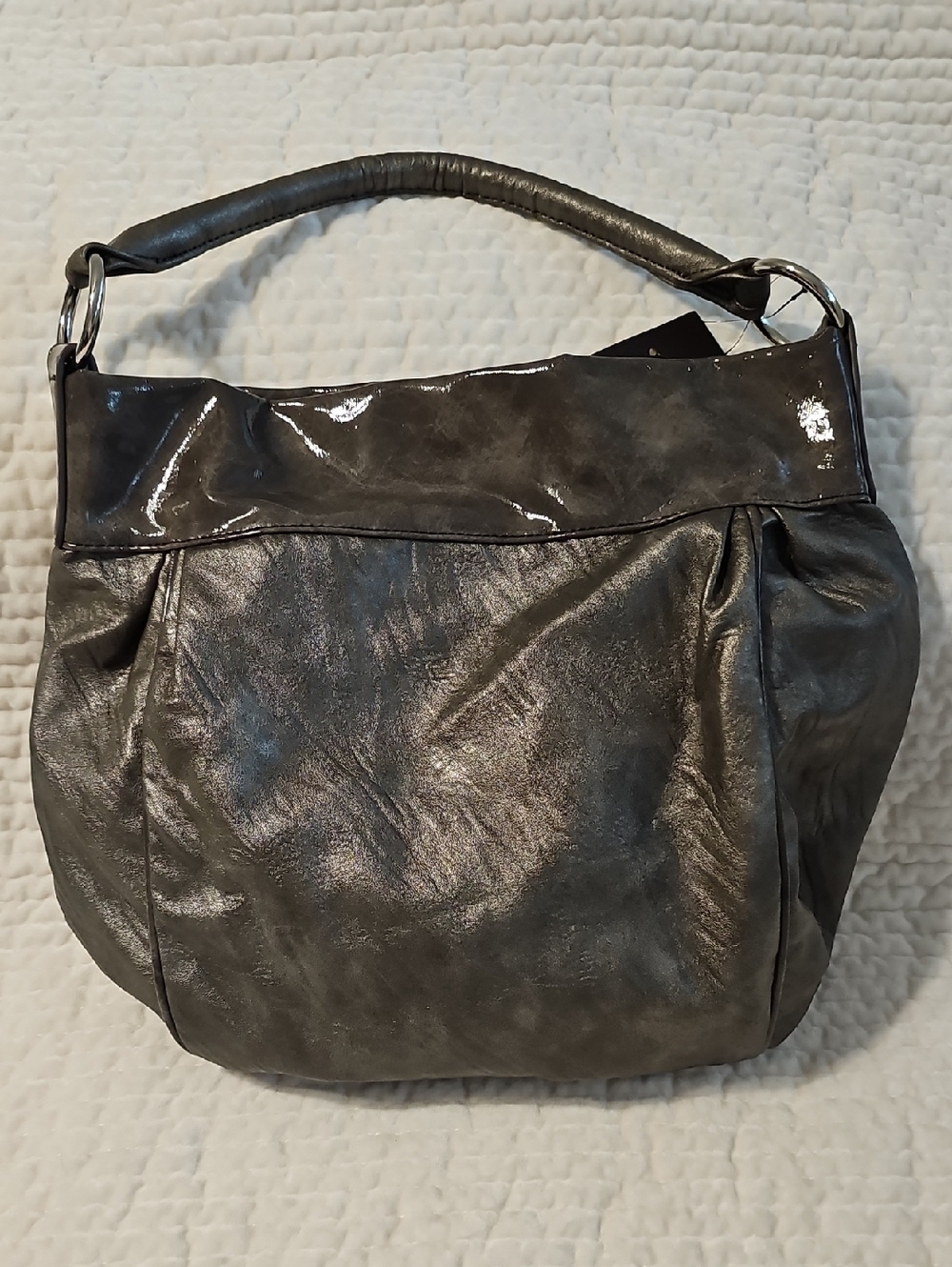 Guess Metallic Gunmetal Shoulder Hobo with G Emblem - Picture 3 of 9